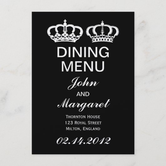 Black White Royal Couple-menu Menu (Voorkant)
