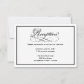 Black & White Royal Script Wedding Reception Kaart (Voorkant)