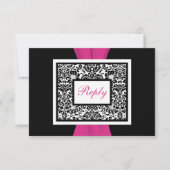 Black, White, roze Damask PRINTED RIBBON RSVP (Voorkant)