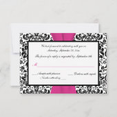 Black, White, roze Damask PRINTED RIBBON RSVP (Achterkant)
