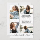 Black White Roze Halo Photo Collage Afstuderen Kaart (Achterkant)