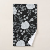 Black White Rozen Waterverf schilderen Bad Handdoek (Handdoek)