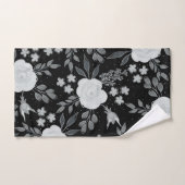 Black White Rozen Waterverf schilderen Bad Handdoek (Handdoek)