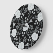 Black White Rozen Waterverf schilderen Grote Klok (Hoek)