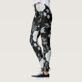 Black White Rozen Waterverf schilderen Leggings (Links)