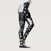 Black White Rozen Waterverf schilderen Leggings (Rechts)