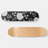 Black White Rozen Waterverf schilderen Persoonlijk Skateboard (Horizontaal)