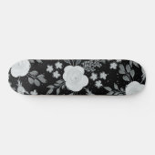 Black White Rozen Waterverf schilderen Persoonlijk Skateboard (Horizontaal)