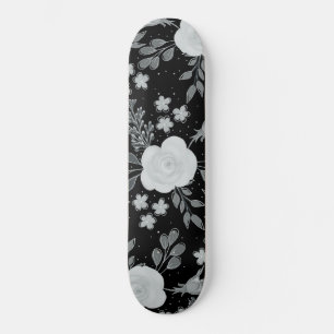Black White Rozen Waterverf schilderen Persoonlijk Skateboard
