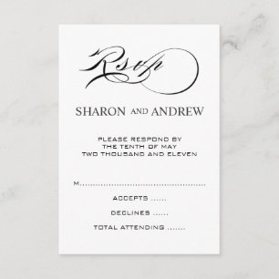 Black White RSVP-kaarten voor Square Invites RSVP Kaartje