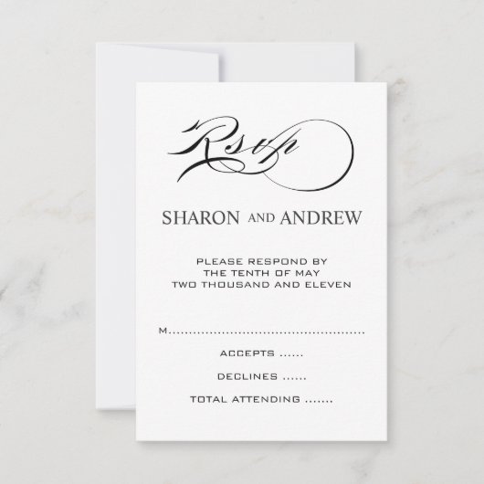 Black White RSVP-kaarten voor Square Invites RSVP Kaartje (Voorkant)