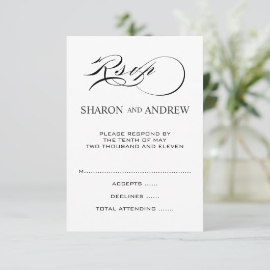 Black White RSVP-kaarten voor Square Invites RSVP Kaartje (Staand voorkant)