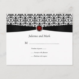 Black White Ruby Gemstone RSVP Kaartje