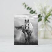 Black White Running Horse Freedom Briefkaart (Staand voorkant)