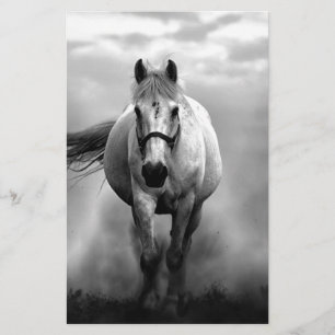 Black White Running Horse Freedom Briefpapier