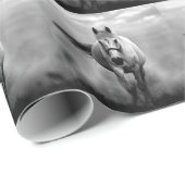 Black White Running Horse Freedom Cadeaupapier (Rol Hoek)