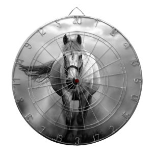 Black White Running Horse Freedom Dartbord