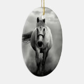 Black White Running Horse Freedom Keramisch Ornament (Rechts)