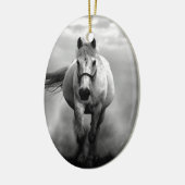 Black White Running Horse Freedom Keramisch Ornament (Links)
