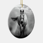 Black White Running Horse Freedom Keramisch Ornament (Rechts)