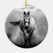 Black White Running Horse Freedom Keramisch Ornament (Achterkant)