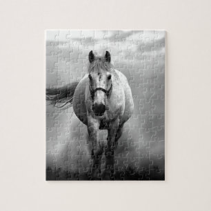 Black White Running Horse Freedom Legpuzzel
