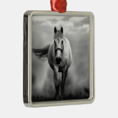 Black White Running Horse Freedom Metalen Ornament (Rechts)