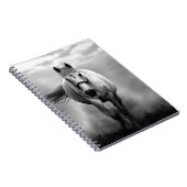 Black White Running Horse Freedom Notitieboek (Rechterzijde)