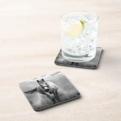 Black White Running Horse Freedom Onderzetter (Rechterzijde)