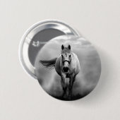 Black White Running Horse Freedom Ronde Button 5,7 Cm (Voorkant /achterkant)
