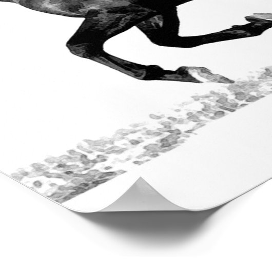 Black & White Running Horse Poster (Hoek)
