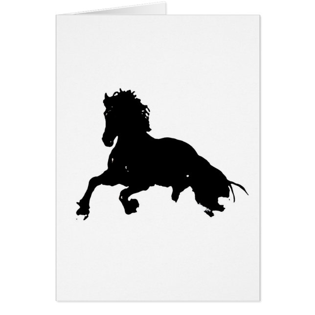 Black White Running Horse Silhouette (Voorkant)