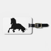 Black White Running Horse Silhouette Bagagelabel (Voorkant horizontaal)