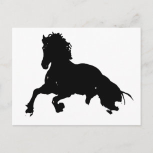 Black White Running Horse Silhouette Briefkaart