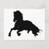 Black White Running Horse Silhouette Briefkaart (Voorkant)