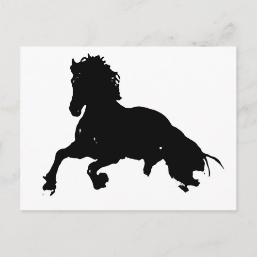 Black White Running Horse Silhouette Briefkaart (Voorkant)