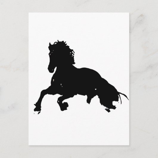 Black White Running Horse Silhouette Briefkaart (Voorkant)