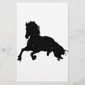 Black White Running Horse Silhouette Briefpapier (Voorkant)