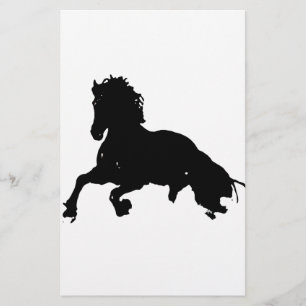 Black White Running Horse Silhouette Briefpapier