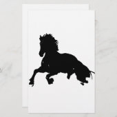 Black White Running Horse Silhouette Briefpapier (Voorkant / Achterkant)