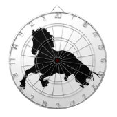 Black White Running Horse Silhouette Dartbord (Voorkant)