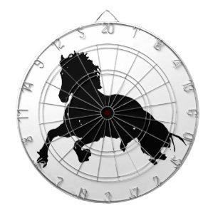 Black White Running Horse Silhouette Dartbord