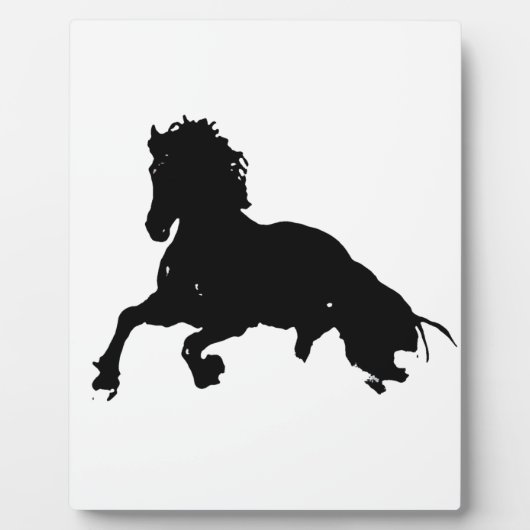 Black White Running Horse Silhouette Fotoplaat (Voorkant)