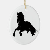 Black White Running Horse Silhouette Keramisch Ornament (Rechts)
