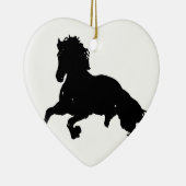 Black White Running Horse Silhouette Keramisch Ornament (Rechts)