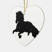 Black White Running Horse Silhouette Keramisch Ornament (Links)