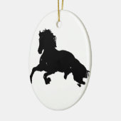 Black White Running Horse Silhouette Keramisch Ornament (Links)
