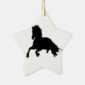 Black White Running Horse Silhouette Keramisch Ornament (Rechts)