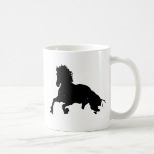 Black White Running Horse Silhouette Koffiemok
