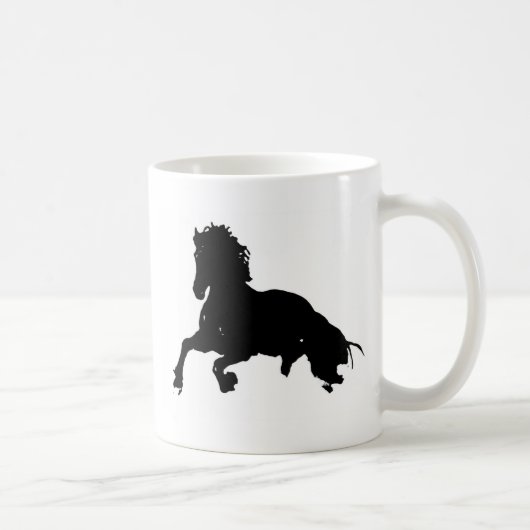 Black White Running Horse Silhouette Koffiemok (Rechts)